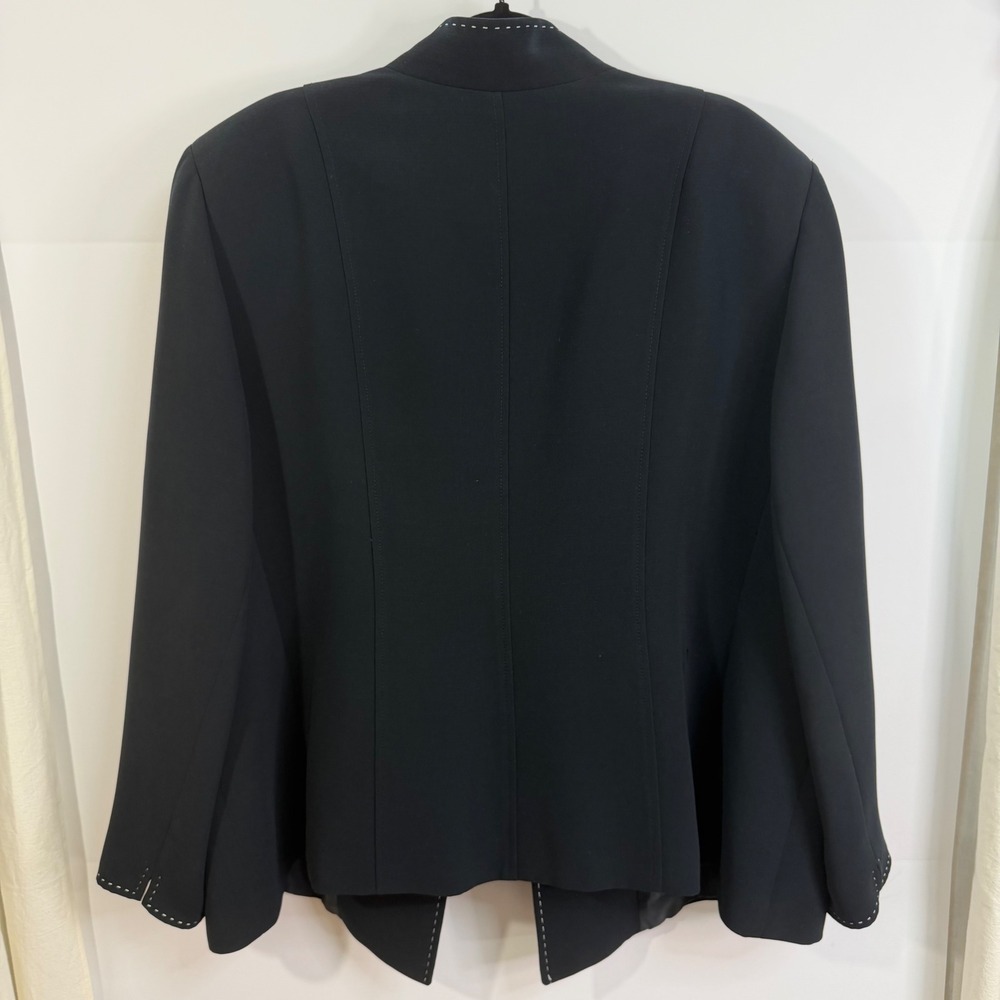 TAHARI ASL Black Blazer Jacket Womens 24W 3X‎ White Stitch NWOT - Picture 11 of 11